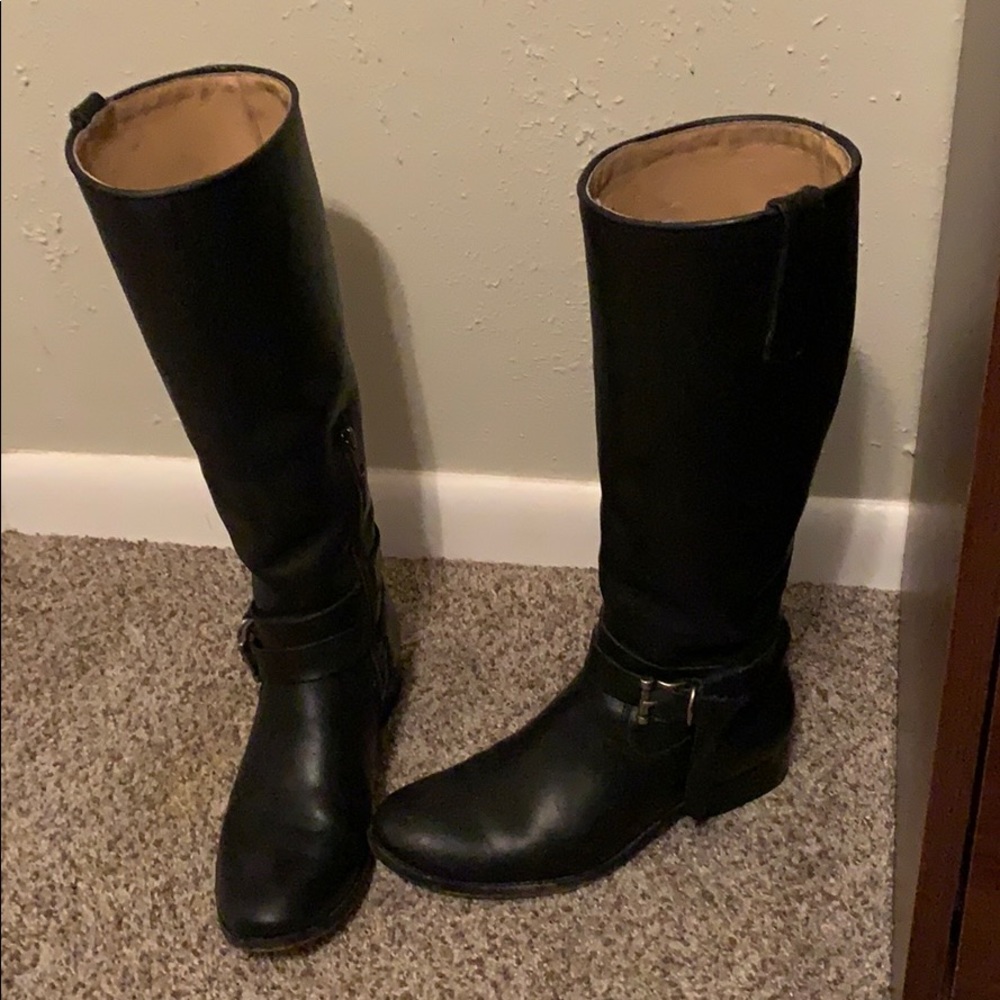 Frye Melissa Knotted Tall Riding Boot, Black, 6.5
